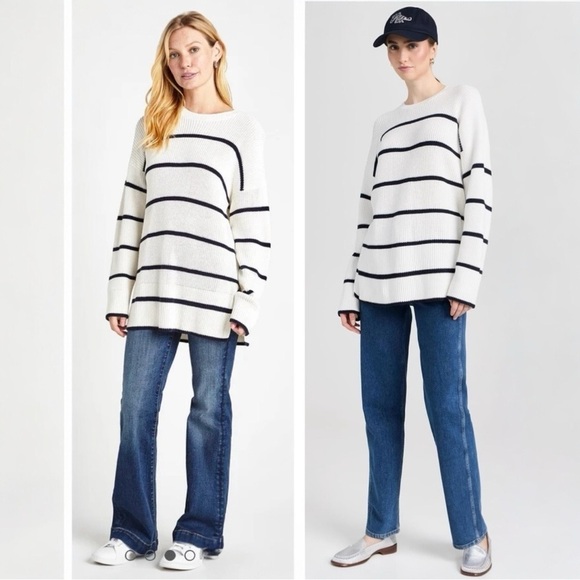 Splendid Parker Drop-Shoulder Stripe Loose Fit Casual Crewneck Sweater Size XS - Picture 2 of 13